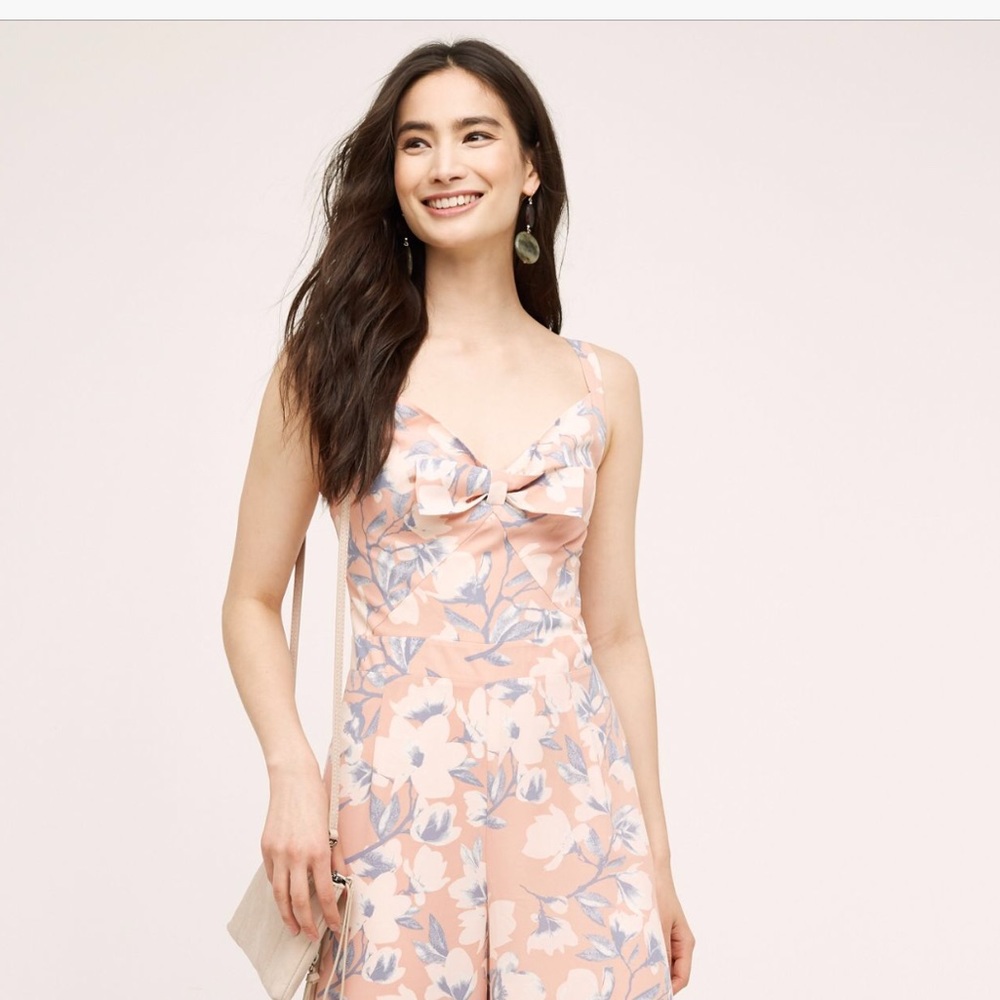 Anthropologie Peach Jumpsuit w/ Bow XS